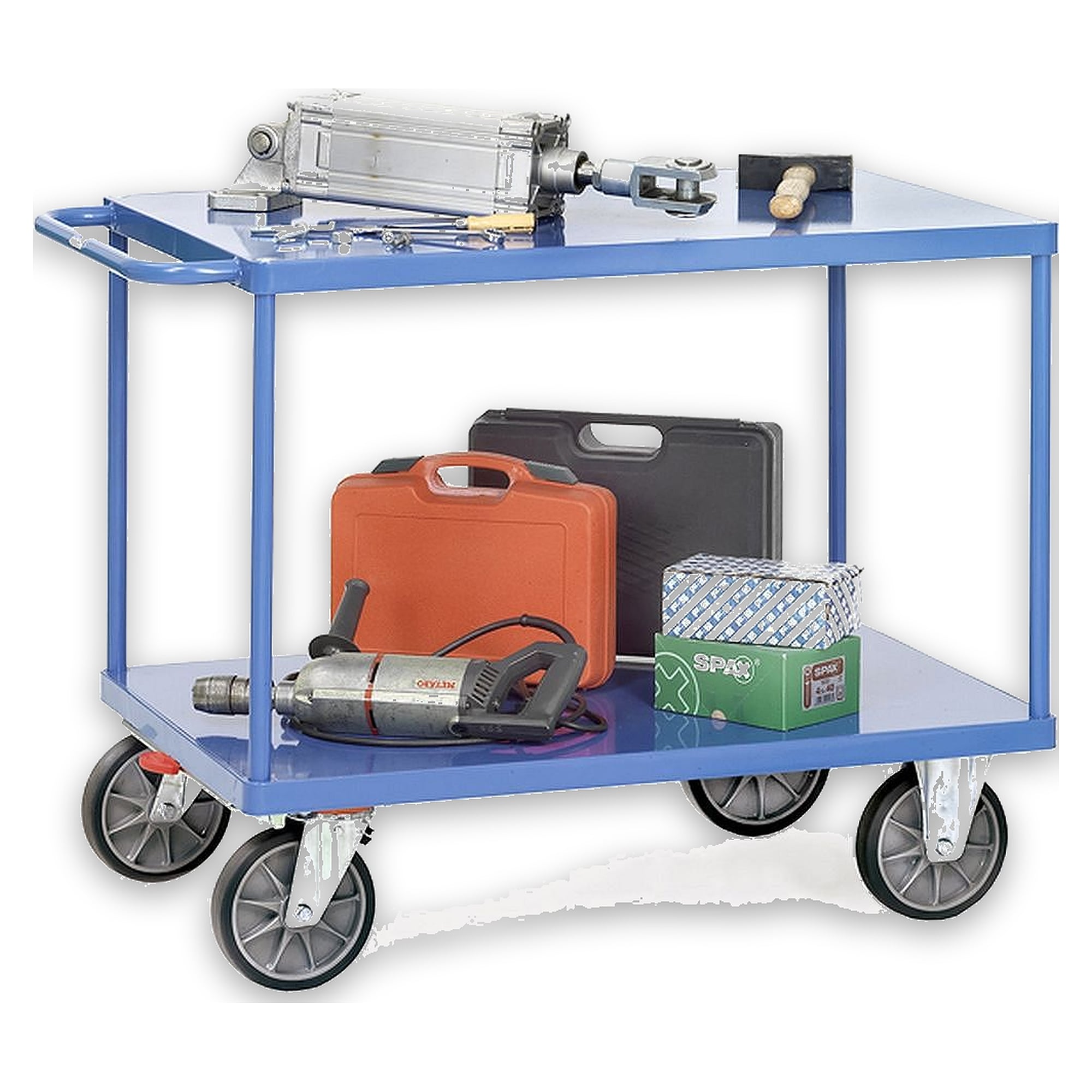 Platform trolley 500 kg, 2 shelves, load area 850 x 500 mm - Fetra 2400B