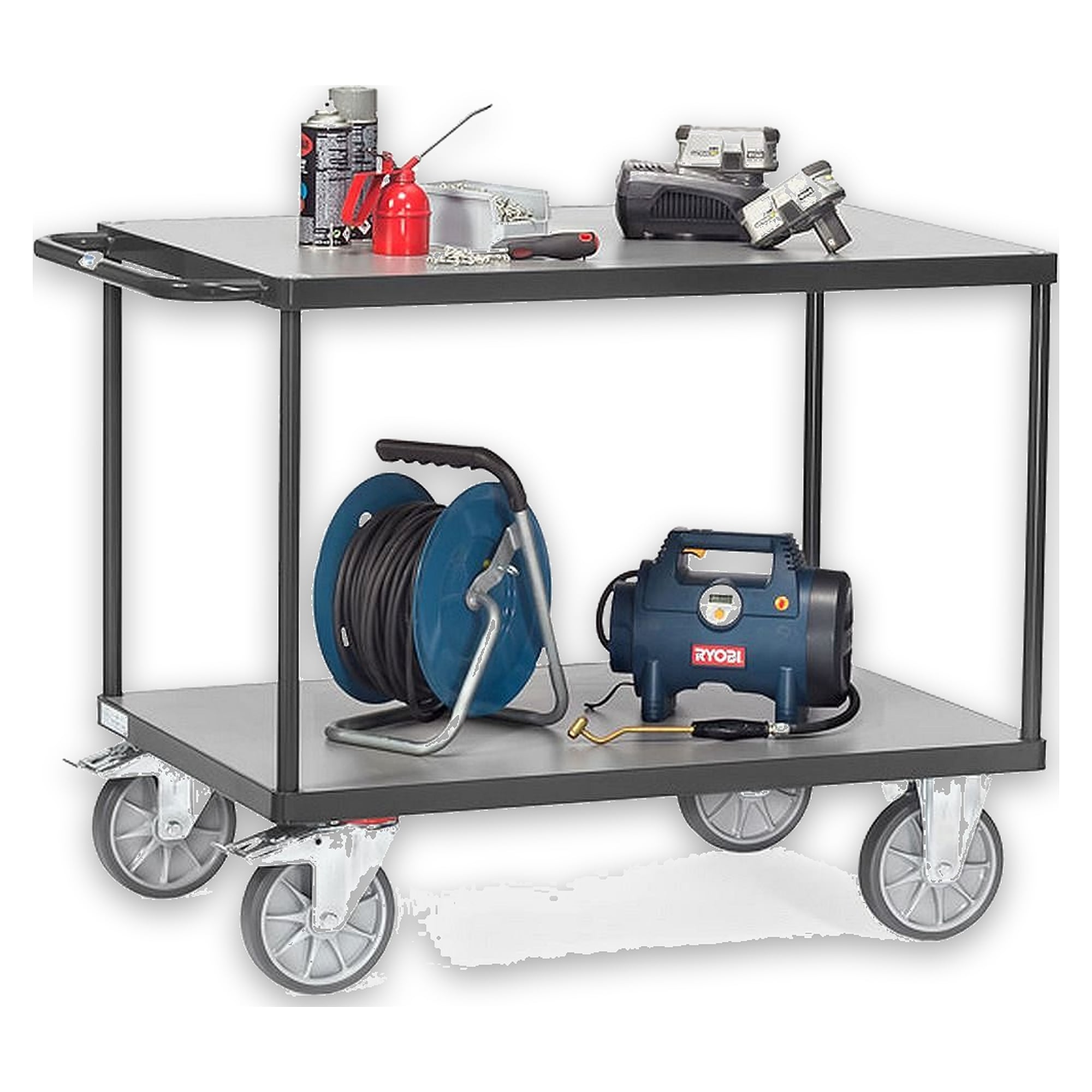 Tischwagen 600 kg, 2 Etagen, Ladefläche 1000 x 600 mm - Fetra 2401-7016