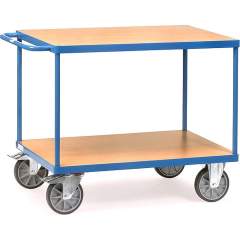 Fetra 2401. Schwere Tischwagen. bis 600 kg, mit 2 Böden aus Holz