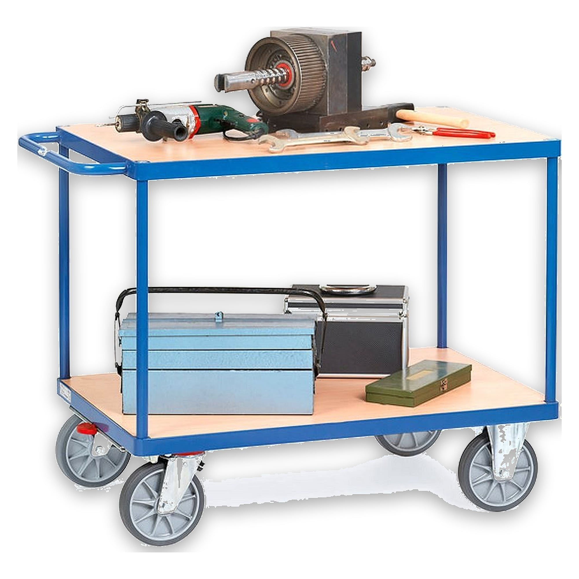 Platform trolley 600 kg, 2 shelves, load area 1000 x 600 mm - Fetra 2401