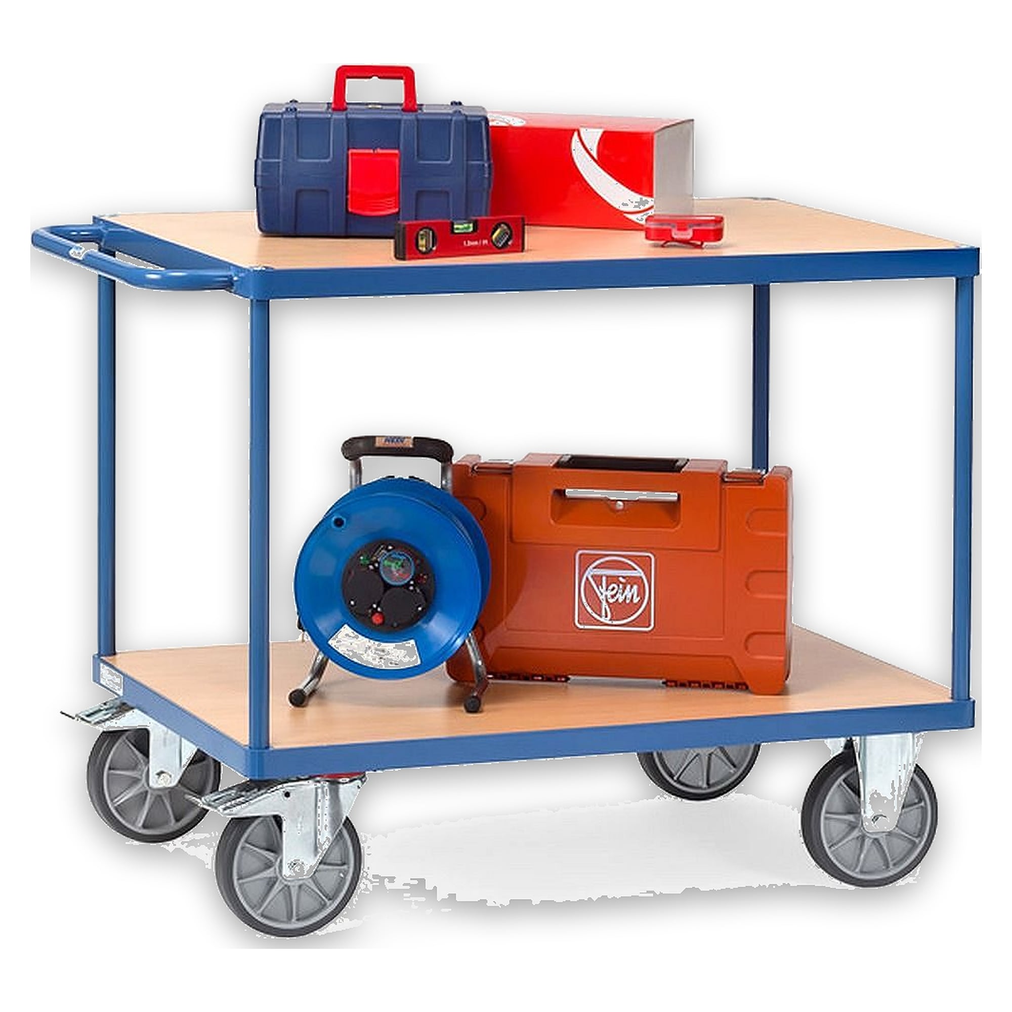 Platform trolley 600 kg, 2 shelves, load area 1000 x 700 mm - Fetra 2402