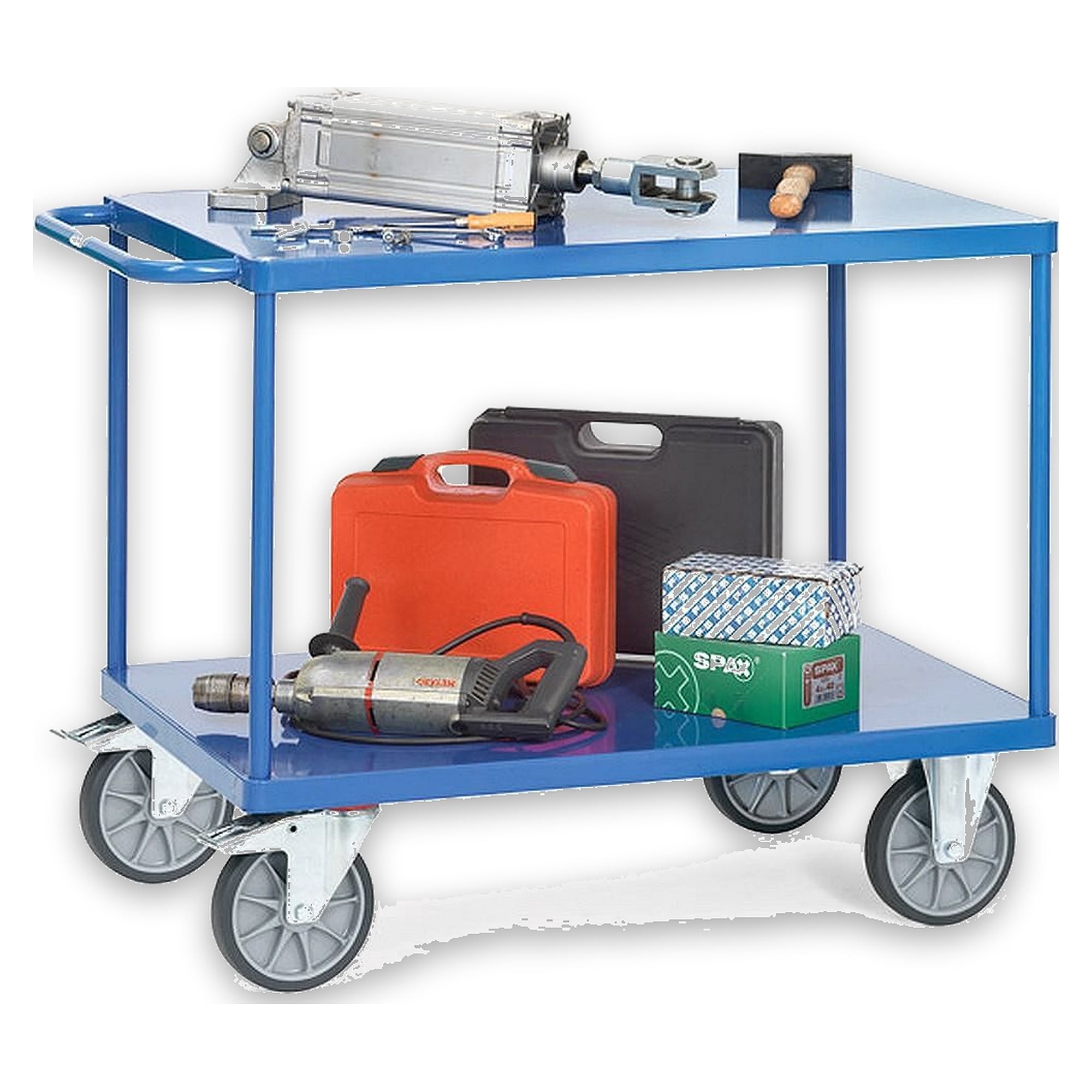 Platform trolley 600 kg, 2 shelves, load area 1200 x 800 mm - Fetra 2403B