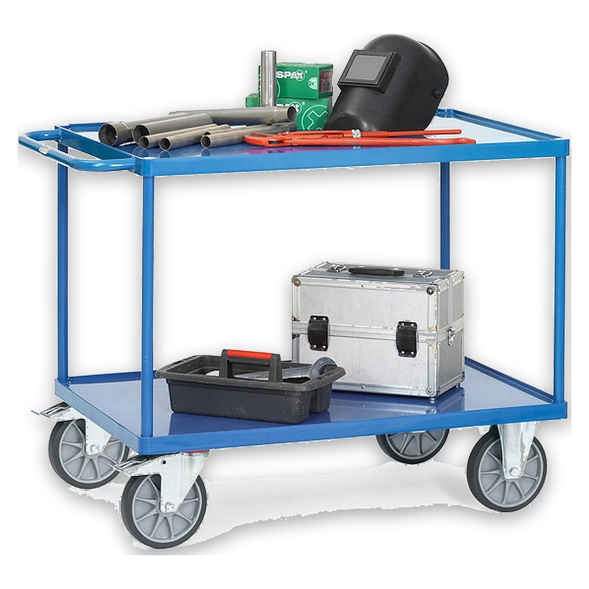 Platform trolley 600 kg, 2 shelves, load area 1200 x 800 mm - Fetra 2403W