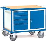 Fetra 2476. Heavy workshop cart. 600 kg, platform size 1050x700 mm, with 1 cupboard and 4 drawers