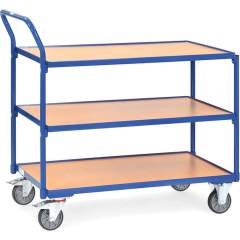 Fetra 2750. Light table top carts. 300 kg, 3 shelves, high push bar