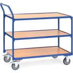 Fetra 2752. Light table top carts. 300 kg, 3 shelves, high push bar