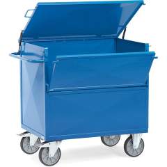 Fetra 2863. Sheet steel box carts. 600 kg, angle steel construction, sides made of sheet steel, with cover