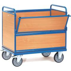 Fetra 2873. Wooden box carts. 600 kg, with tubular steel superstructure