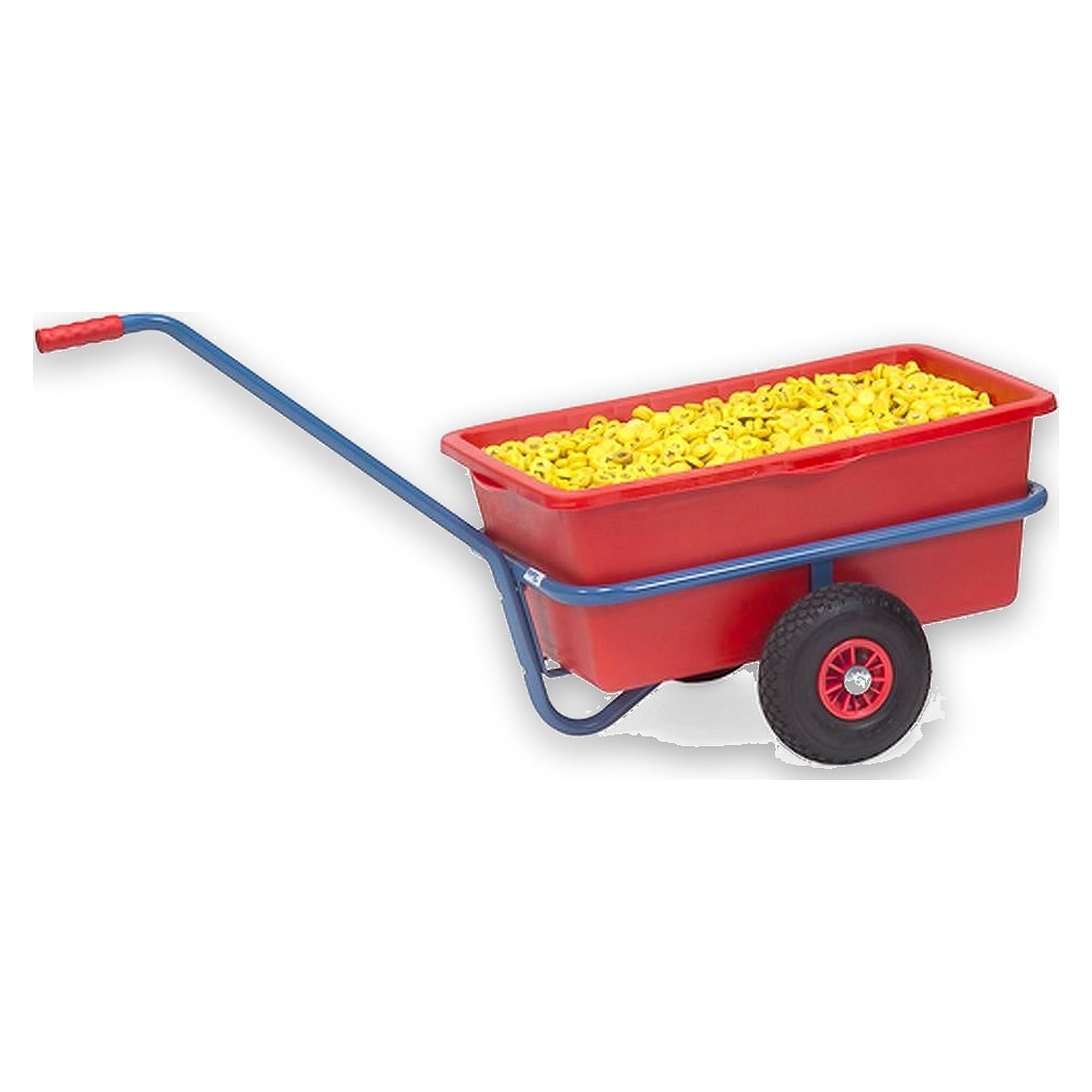 Handwagen mit roter Kunststoffmulde 200 Liter, Vollgummiräder Ø 260 mm - Fetra 4102V