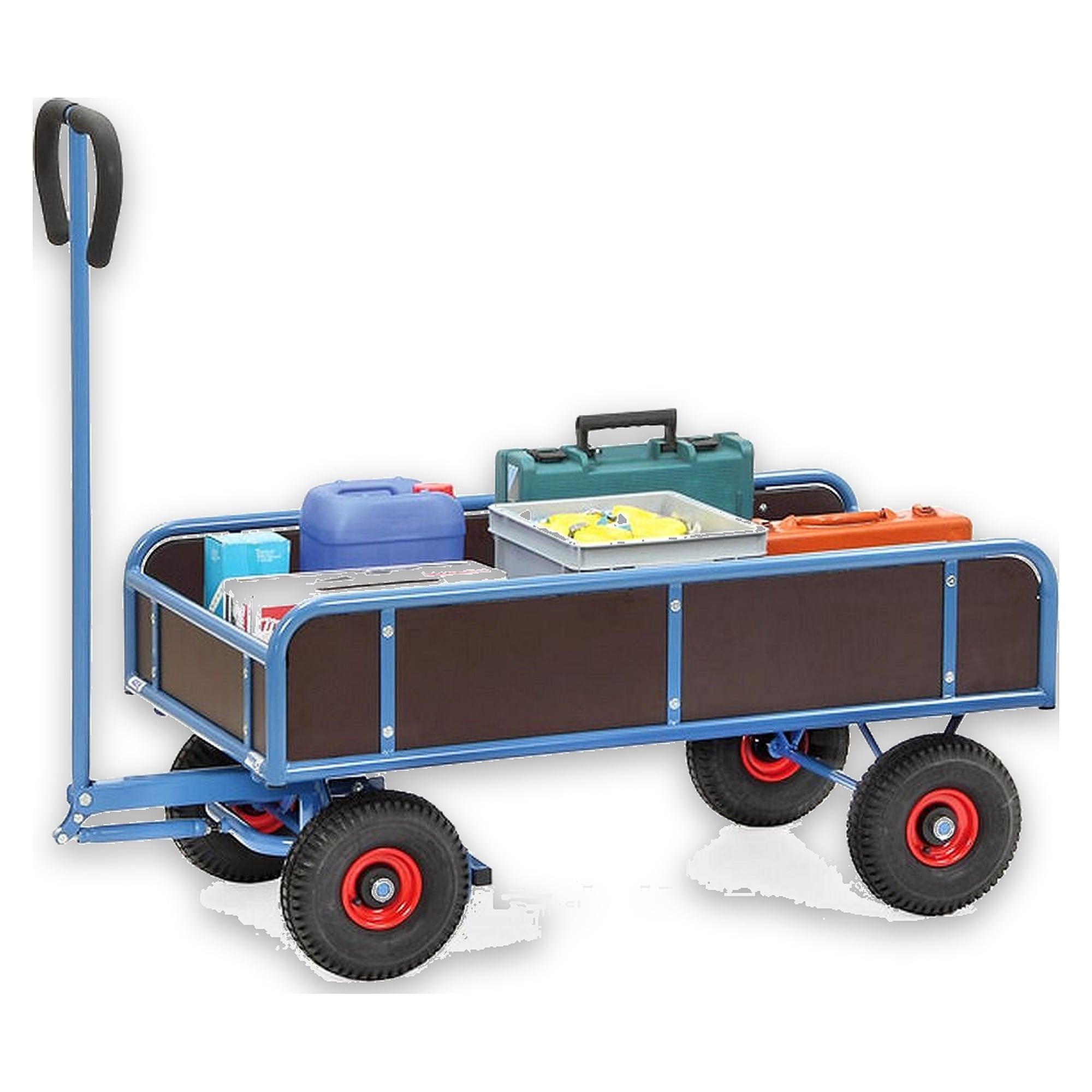 Hand Cart 4-Wheel 4122V 800 kg, solid rubber wheels Ø260 mm - Fetra 4122V
