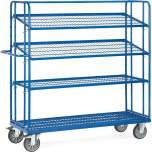 Fetra 4495. Shelved trolley with shelves. 500 kg, with 3 detachable shelves with welded wire  lattice, height 1800 mm