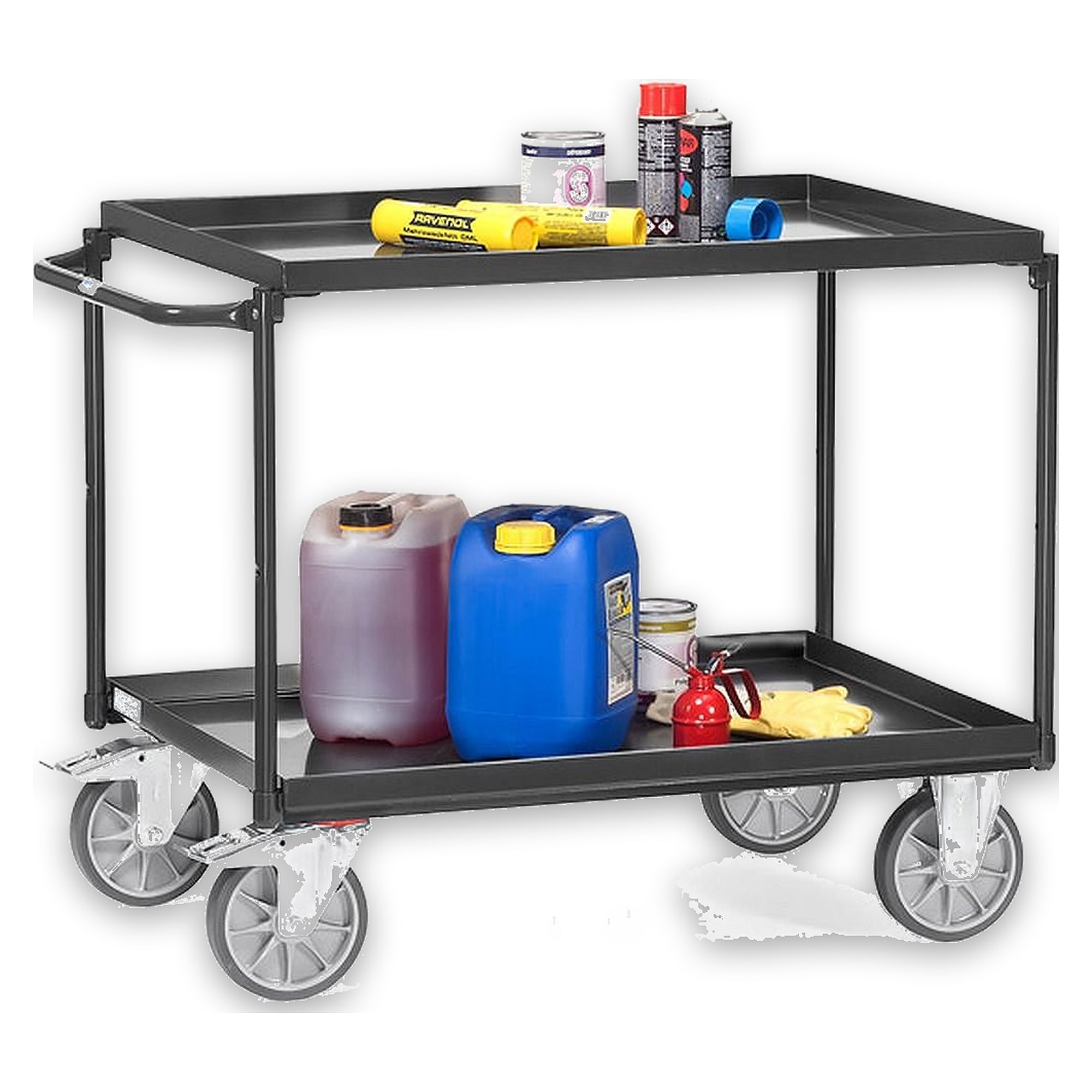Platform Trolley 850 x 500 mm 400 kg, 2 Shelves - Fetra 4820-7016
