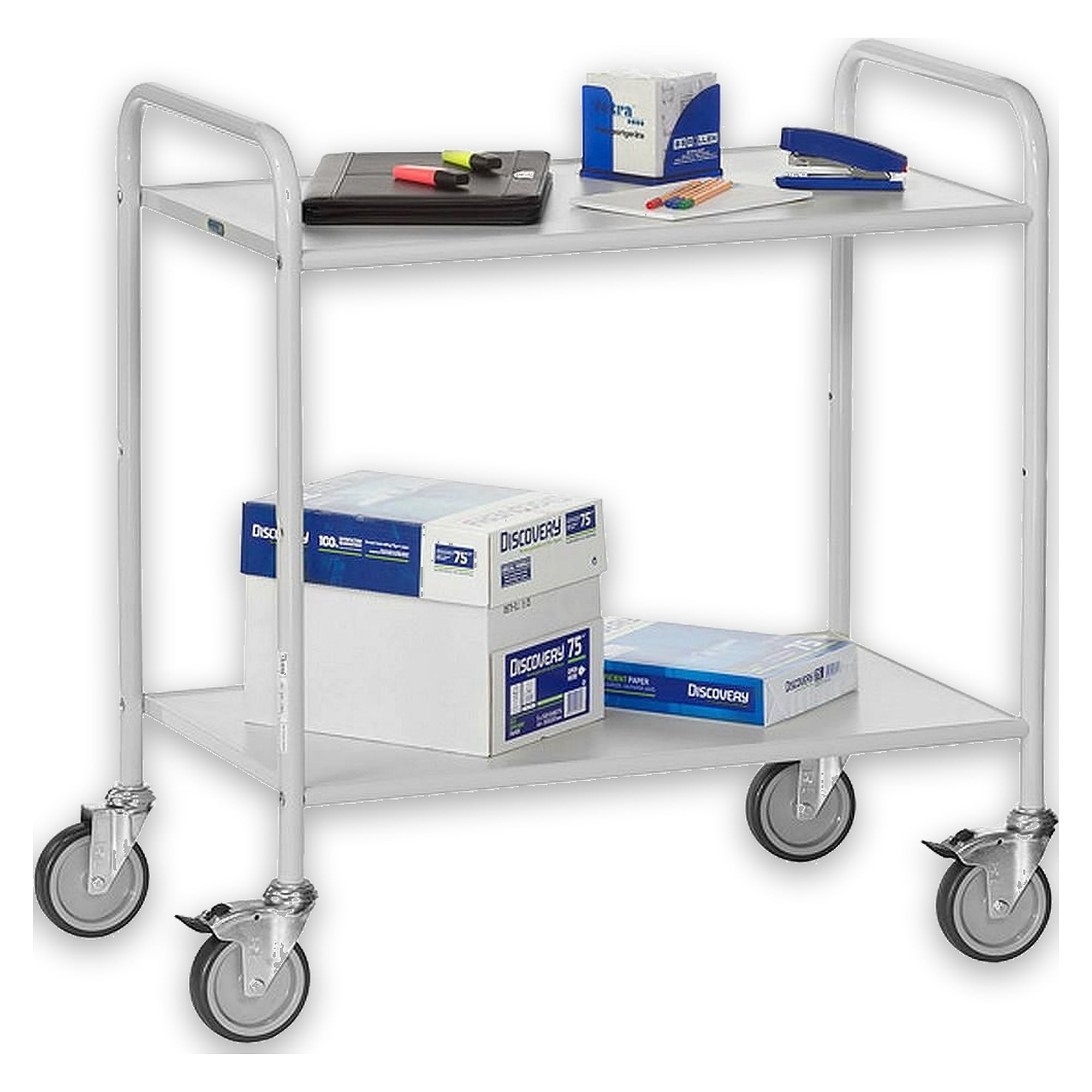 Office trolley 150 kg 800 x 500 mm, 2 shelves - Fetra 4880