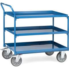 Fetra 4930. Table top carts with trays. 400 kg, with 3 steel plate trays, high push bar