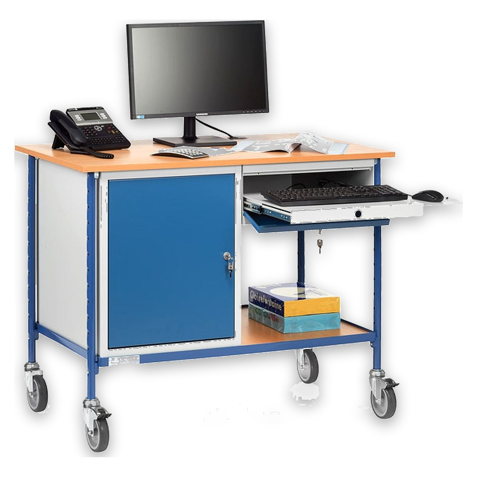 Fahrbarer Rolltisch 2 Etagen 150 kg - Fetra 5866