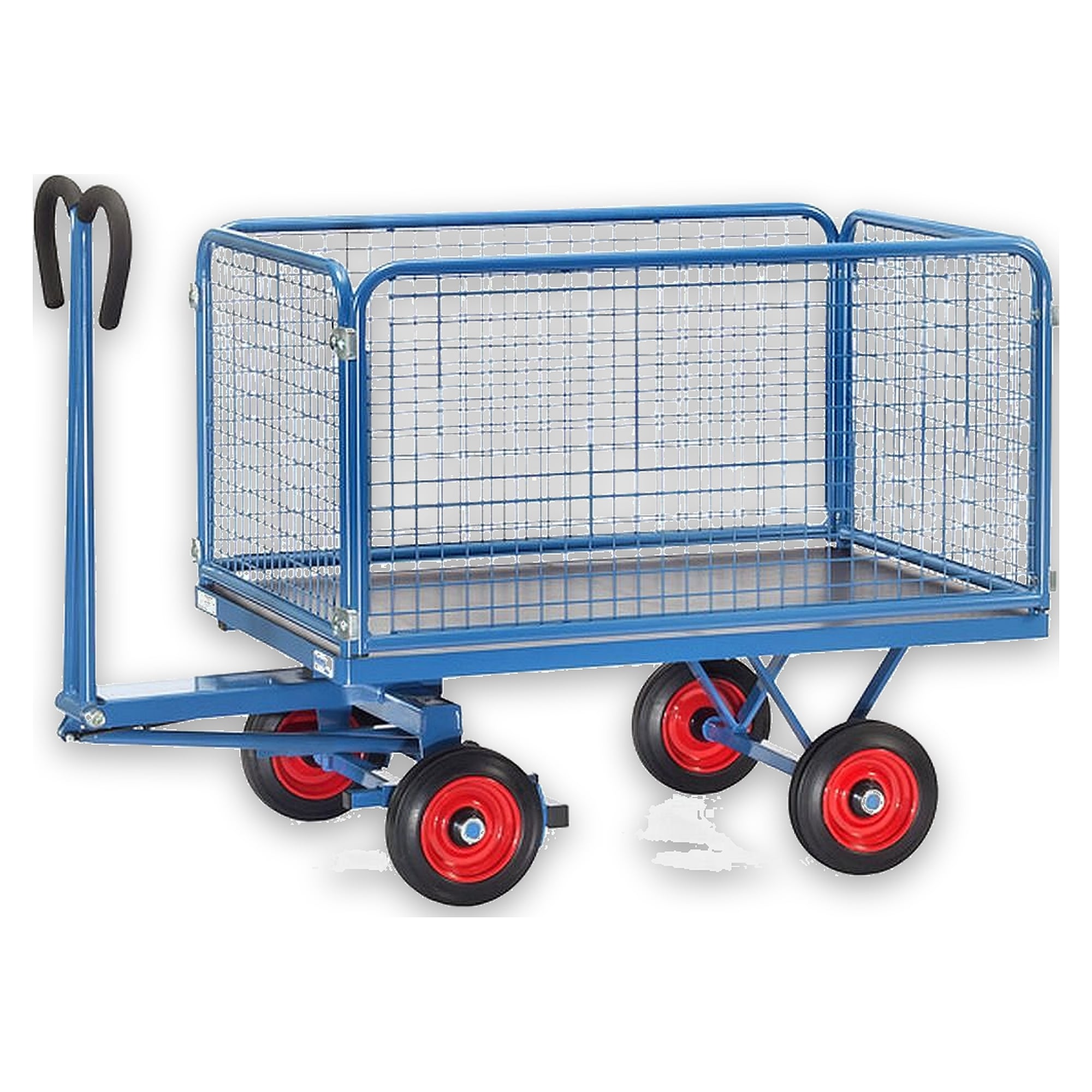 Mesh-wall platform truck 1135x795 mm, 1000 kg capacity with towing eye - Fetra 6434VZ