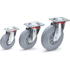 Fetra 71102. Castor wheel. Blue-grey solid rubber tyres, non-marking (trackless)