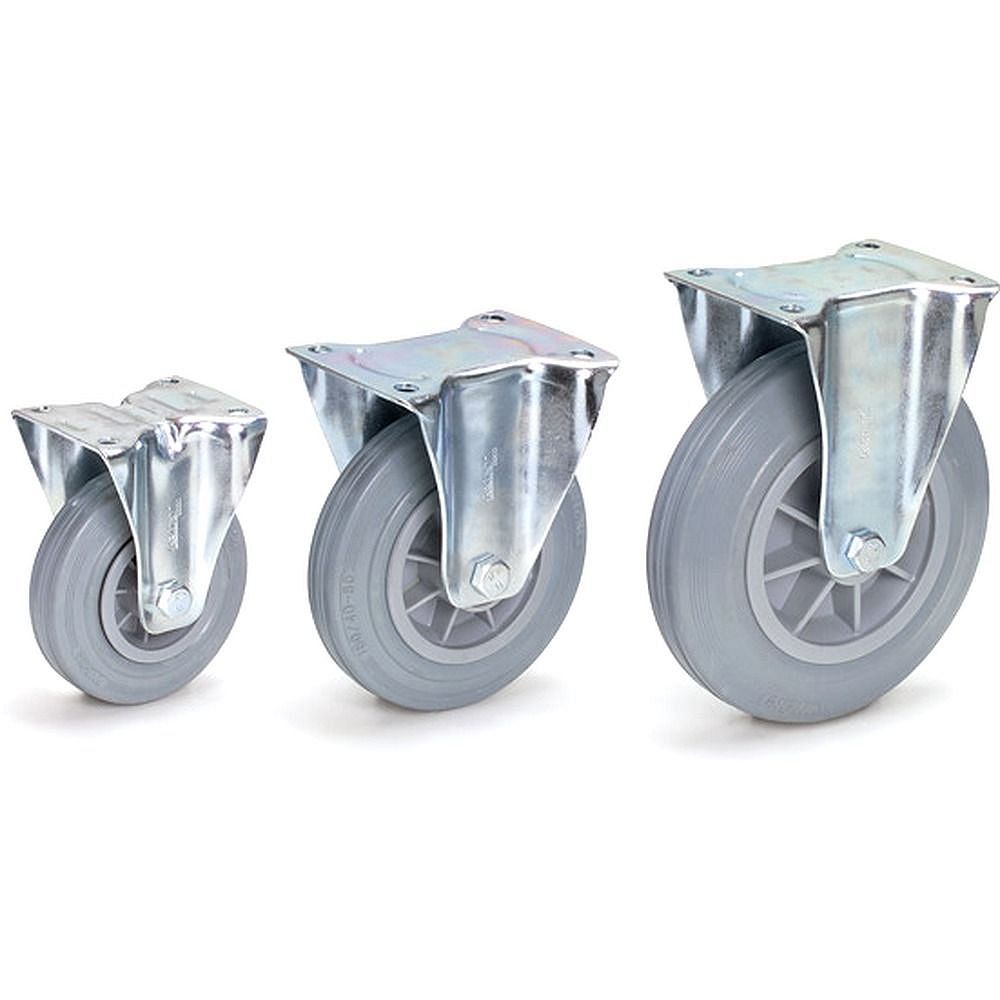 Fetra Bockrolle 125 x 38 mm, mit Vollgummi-Bereifung blaugrau