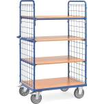 Fetra 8412. Shelved trolley with shelves. 600 kg, 4 shelves and 2 panels made of wire  lattice