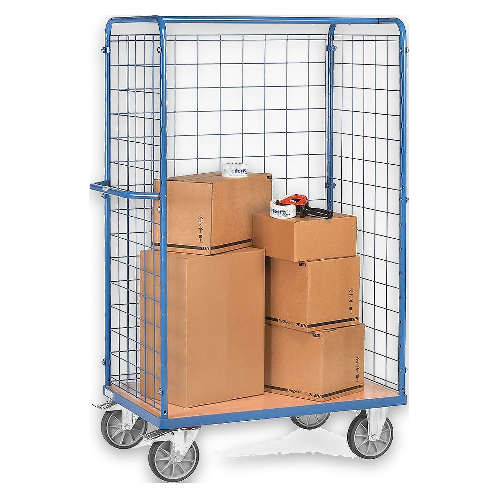 Parcel Trolley open with wire mesh 1200 x 800 mm Load Capacity 600 kg - Fetra 8583-1