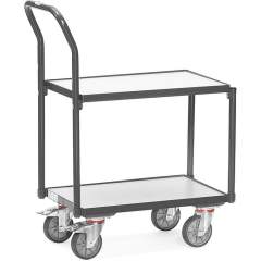 Fetra 935400. ESD euro box rollers. 251 kg, with 2 shelves, with rim 7 mm high, with push bar