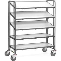 Fetra 9384. ESD euro box carts. 300 kg, 5 shelf frames with boards for 3 Euro boxes each, rim 7 mm high