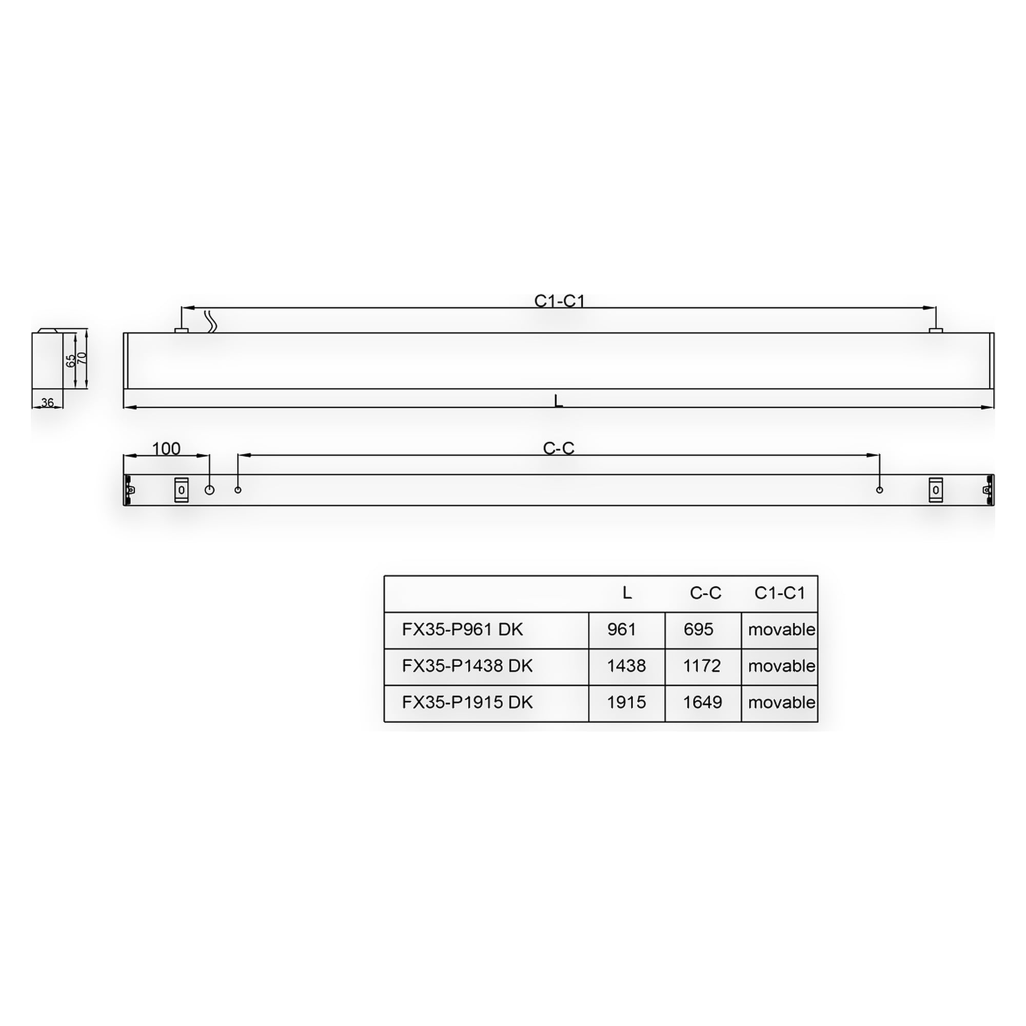 Glamox FX35-P961 LED-Leuchte, 2200 lm, 4000 K, schaltbar
