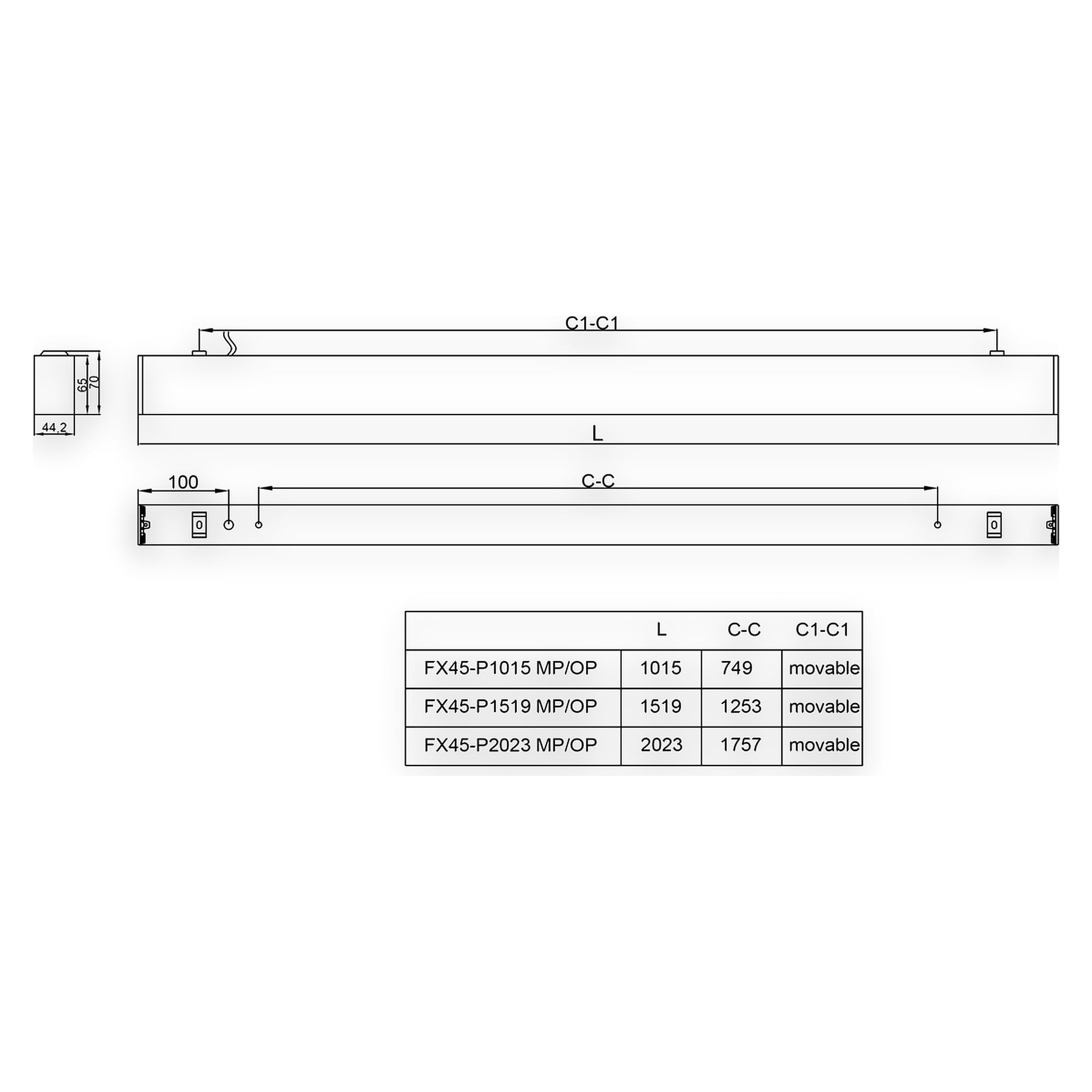 Glamox FX45-P2023 LED luminaire, 4000 lm, 4000 K, DALI dimmable