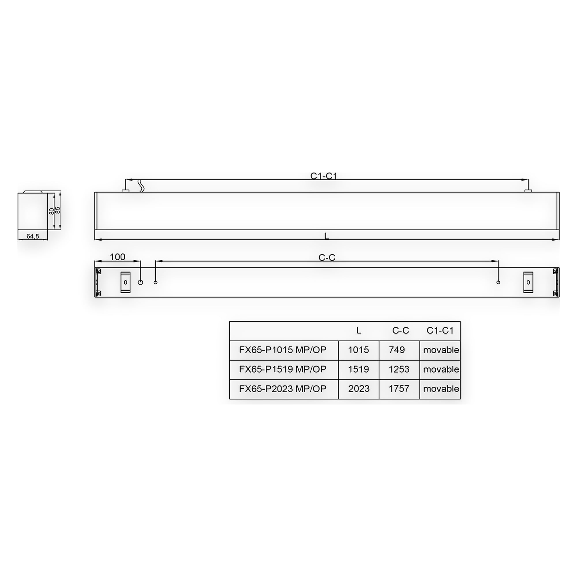 Glamox FX65-P2023 LED-Leuchte, 8700 lm, 4000 K, schaltbar