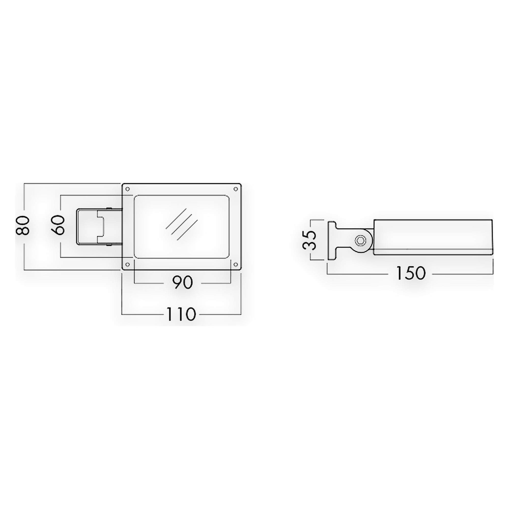 Glamox O44-80 outdoor luminaire, 427 lm, 4000 K, switchable