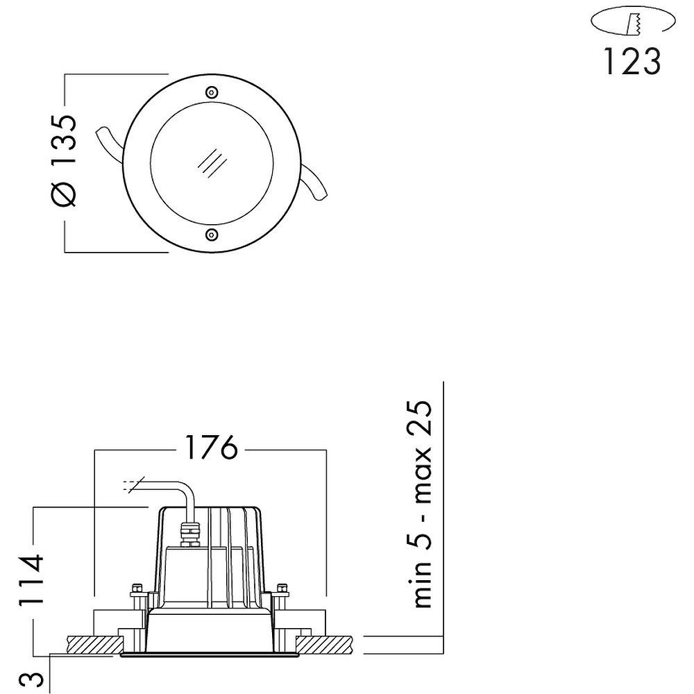 Glamox O67-R135 Downlight, 1553 lm, 4000 K, schaltbar