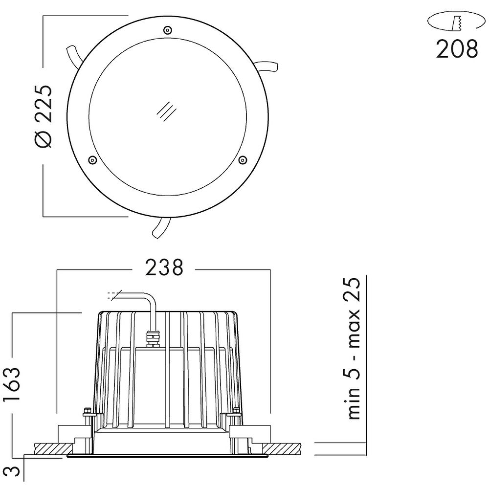 Glamox O67-R225 downlight, 3939 lm, 4000 K, switchable