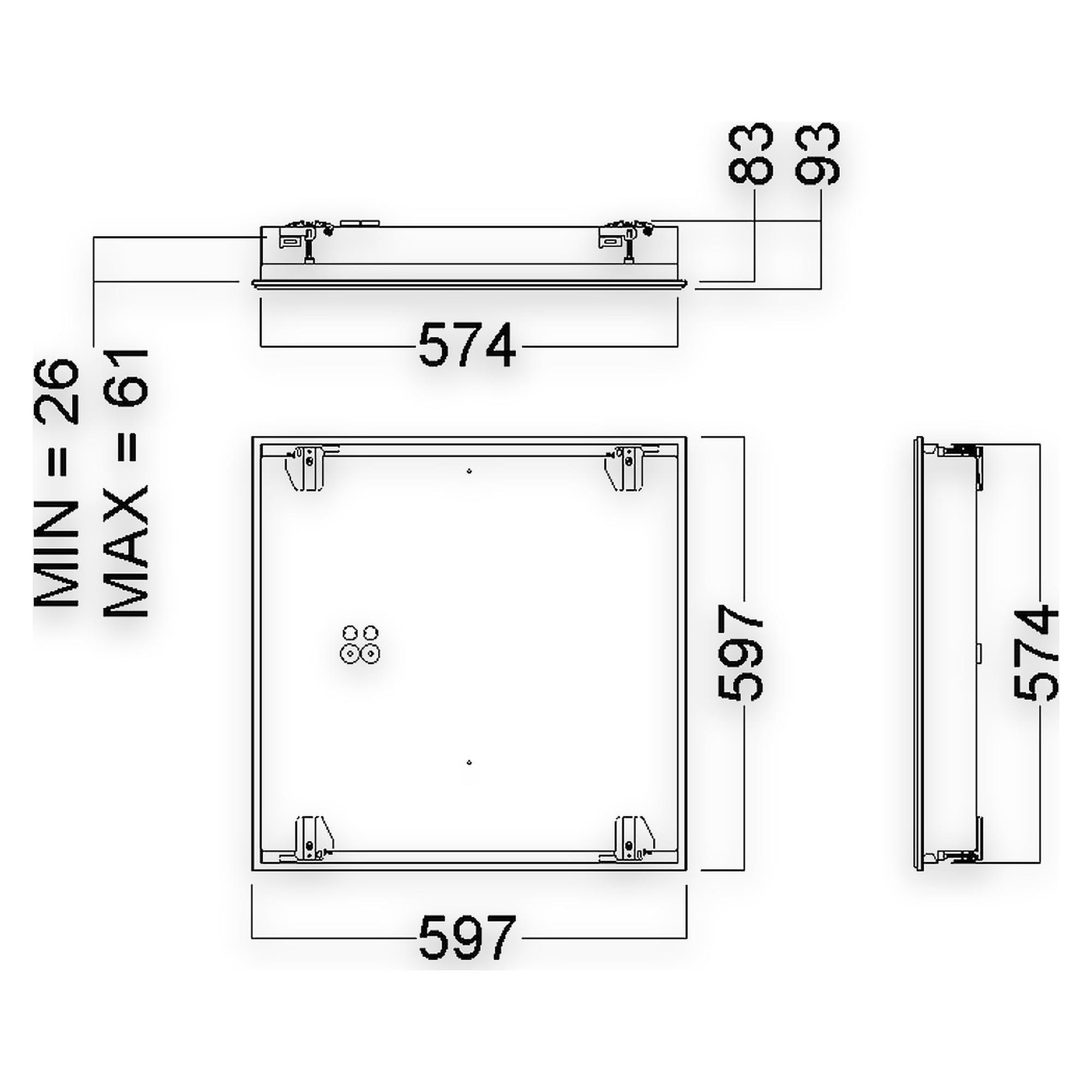 Glamox C64-R600X600 indoor luminaire, 5730 lm, 4000 K