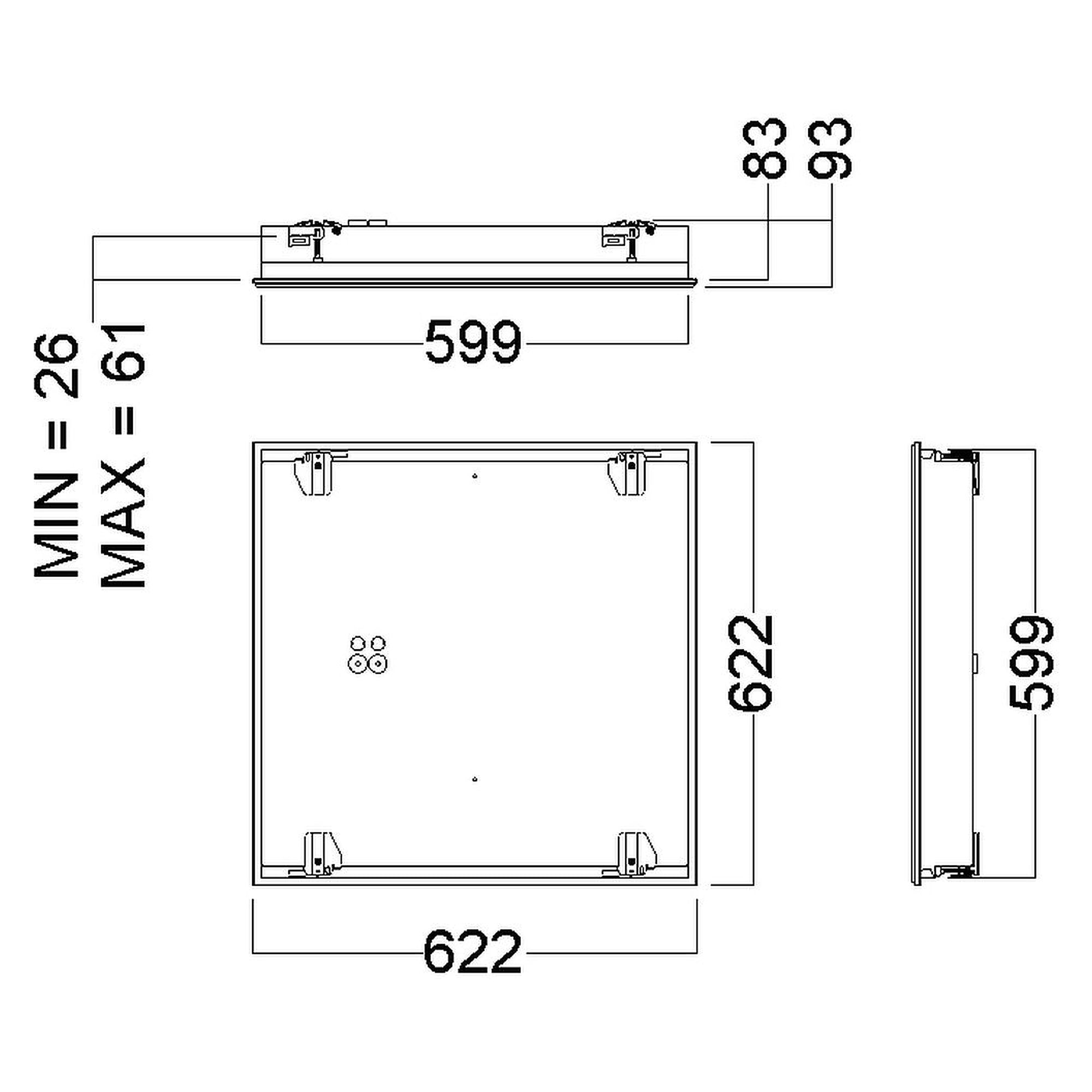 Glamox C64-R625X625 Innenraumleuchte, 4198 lm, Tunable White (einstellbare Lichtfarbe)