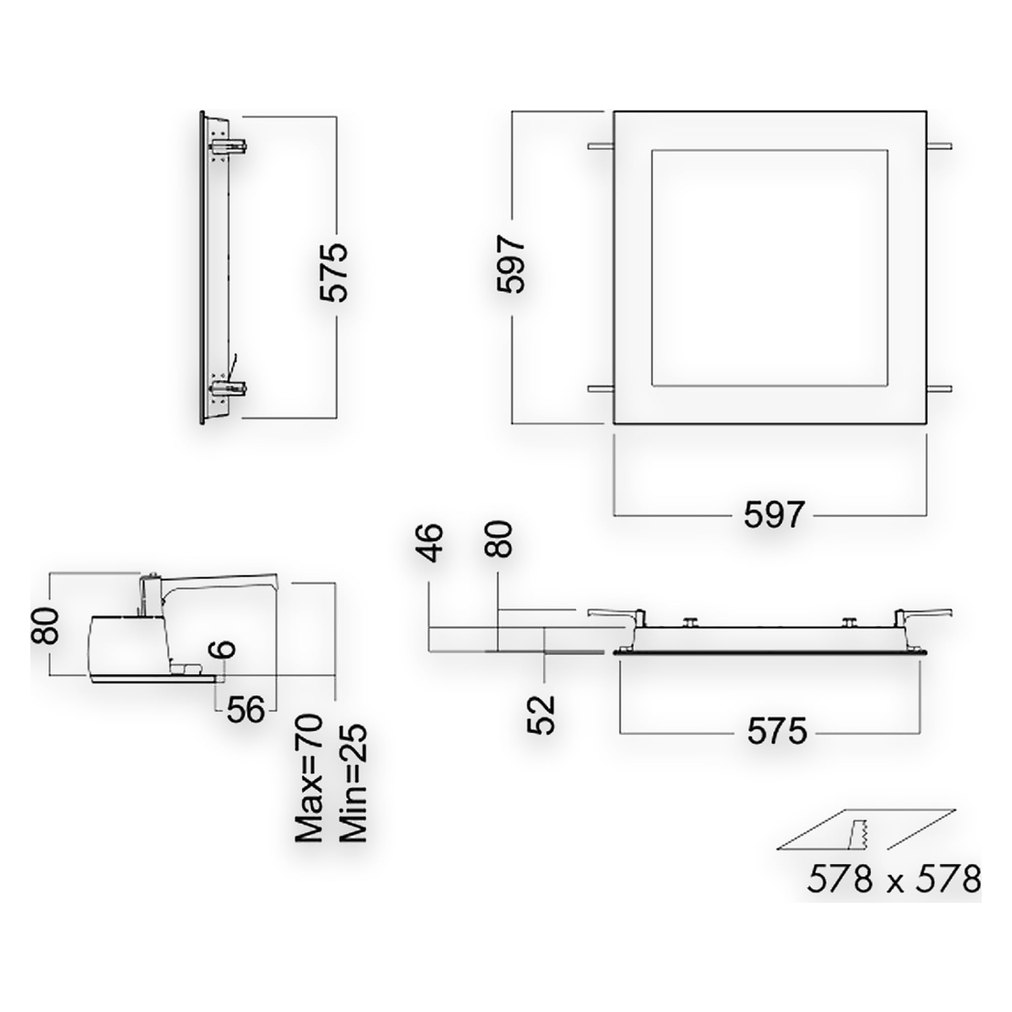 Glamox C70-R600 LED luminaire, 3988 lm, 3000 K, DALI dimmable