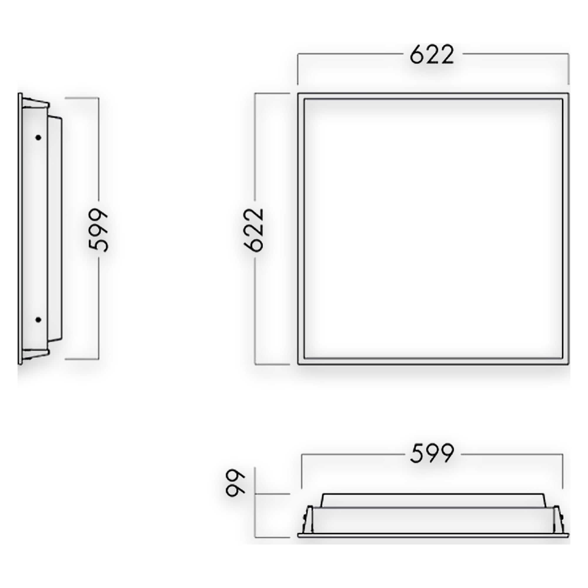 Glamox C90-R625x625 indoor luminaire, 4616 lm, Tunable White, DALI dimmable