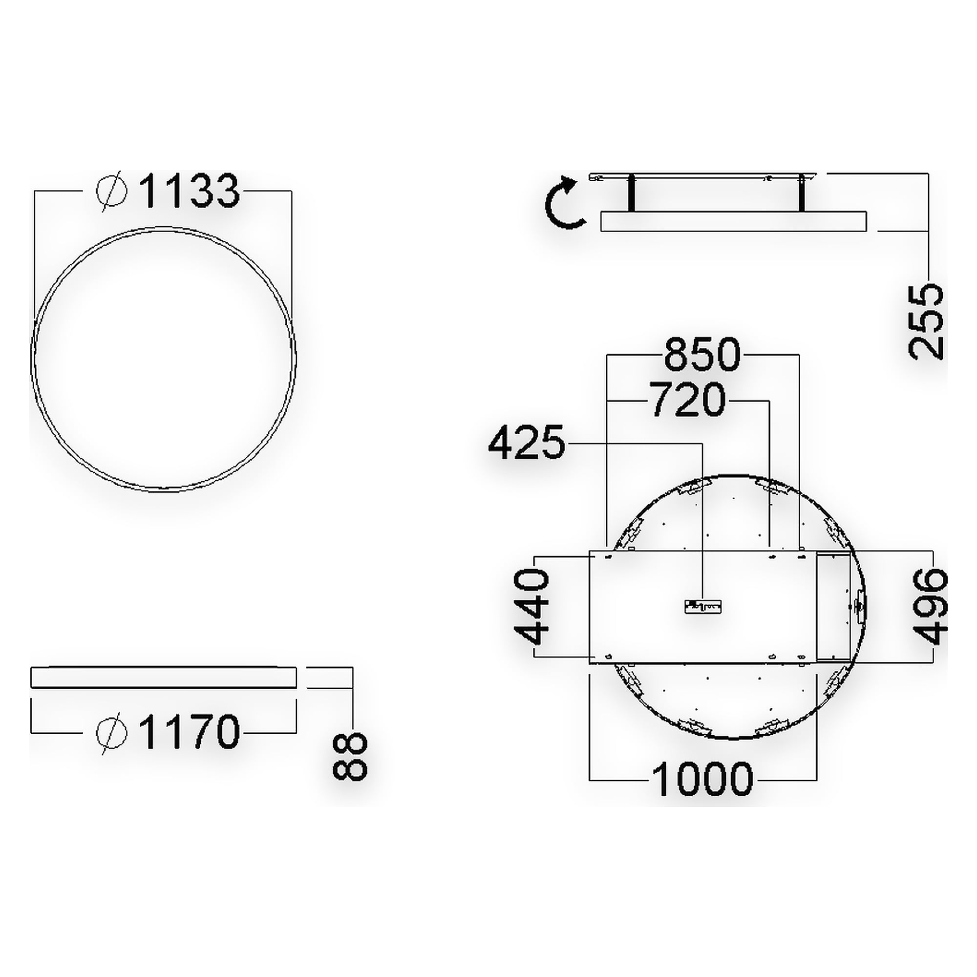 Glamox C90-S1170 decorative luminaire, 19427 lm, Tunable White, DALI dimmable
