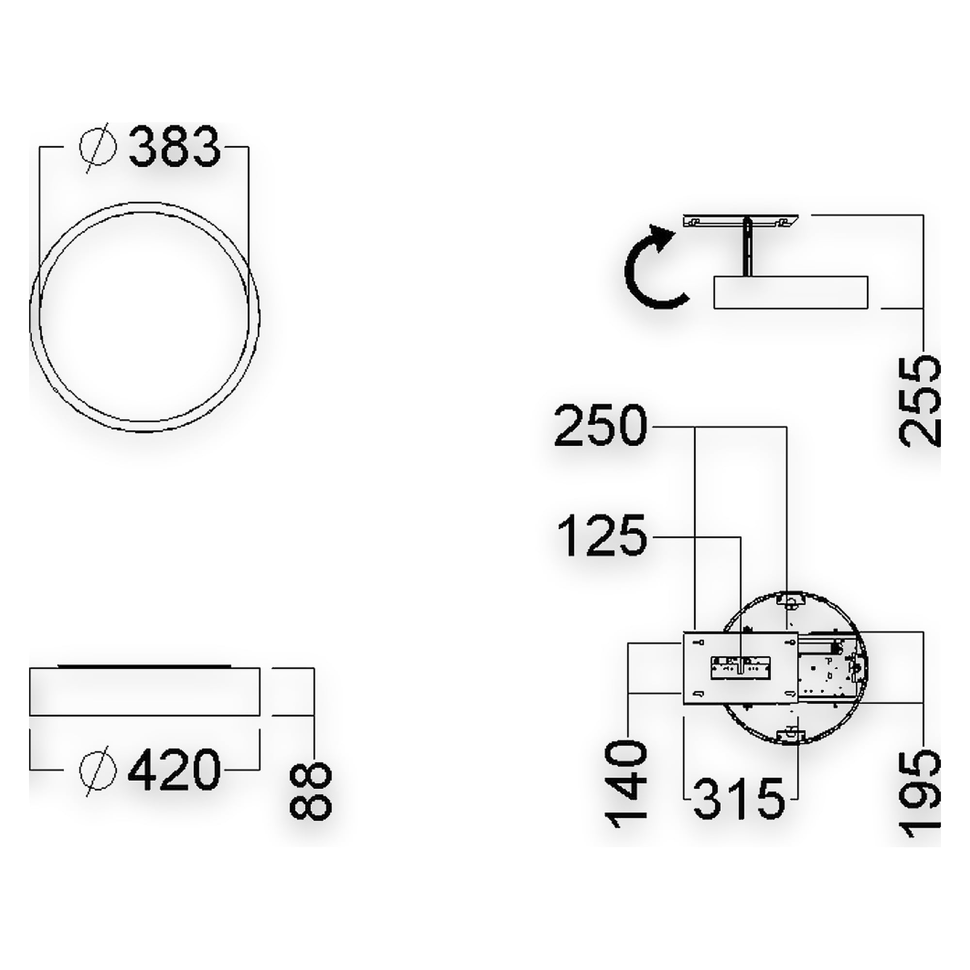 Glamox C90-S420 decorative luminaire, 2674 lm, 3000 K, switchable