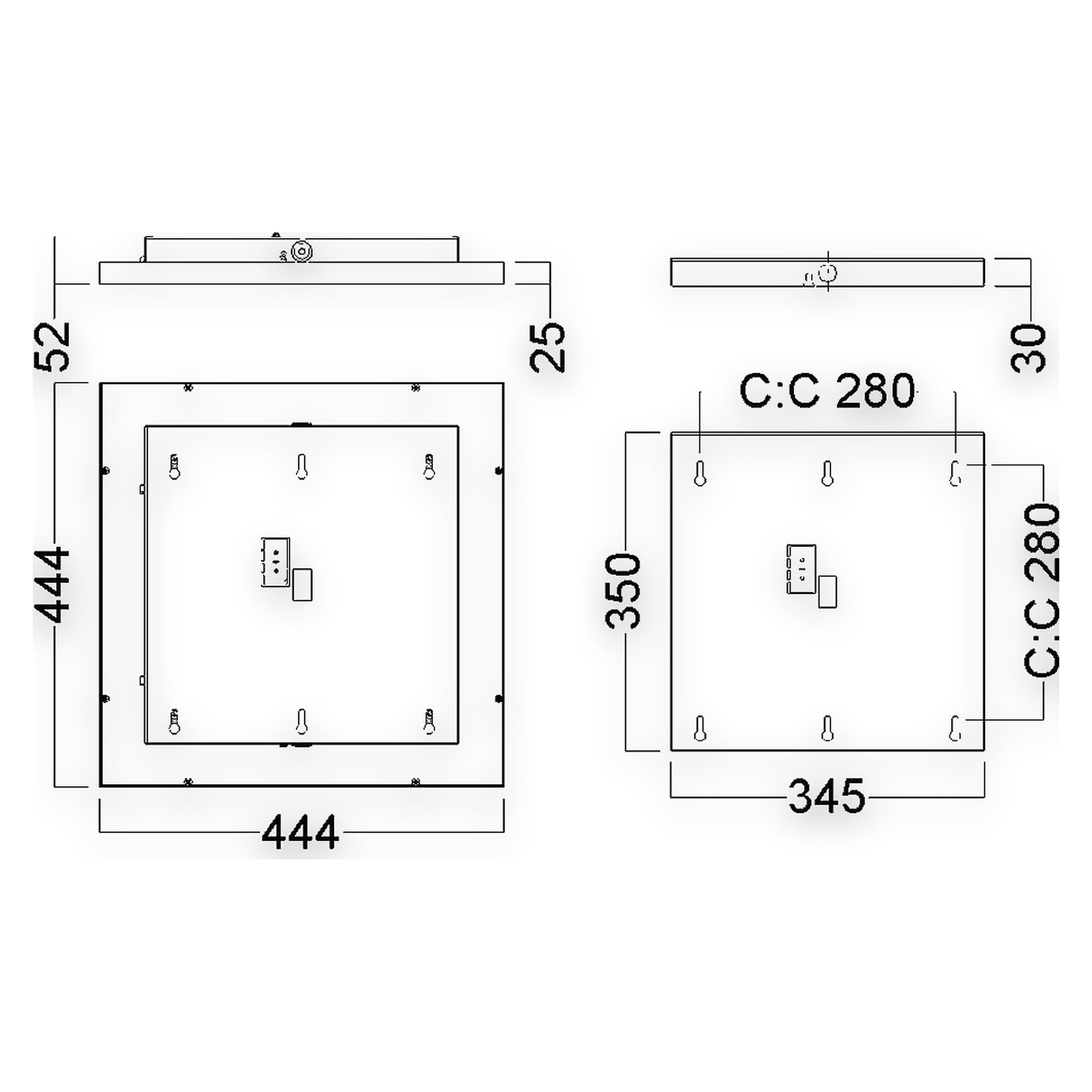Glamox C95-W450x450 indoor luminaire, 2400 lm, 4000 K, switchable