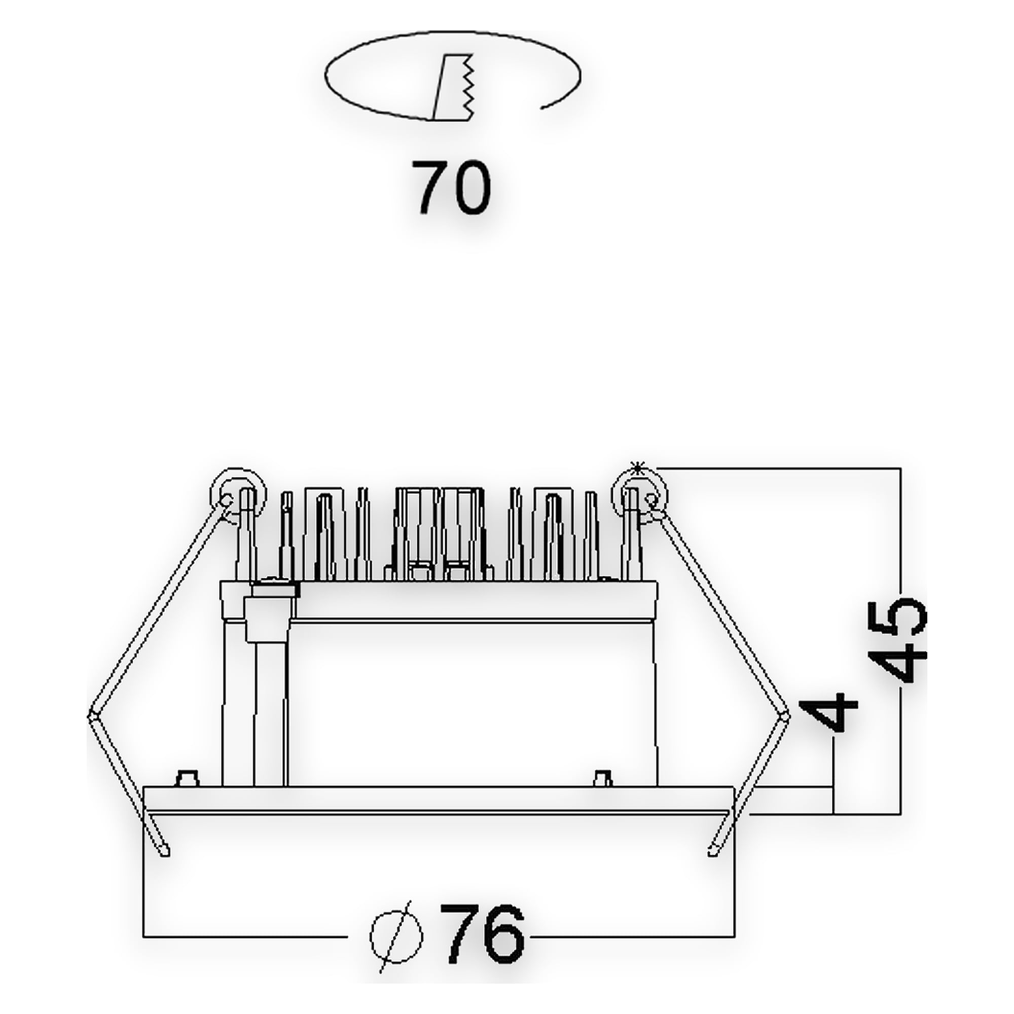 Glamox D40-R70F downlight, 527 lm, 3000 K, mains-powered