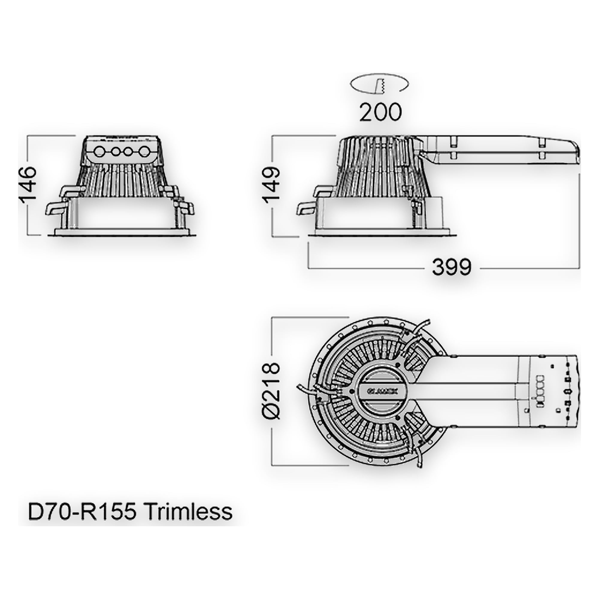 Glamox D70-R155 G2 TRIMLESS FRAME