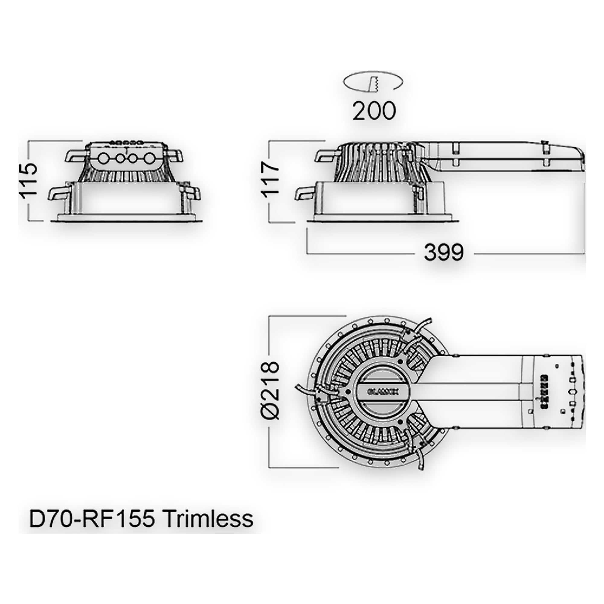 Glamox D70-R155 G2 TRIMLESS FRAME