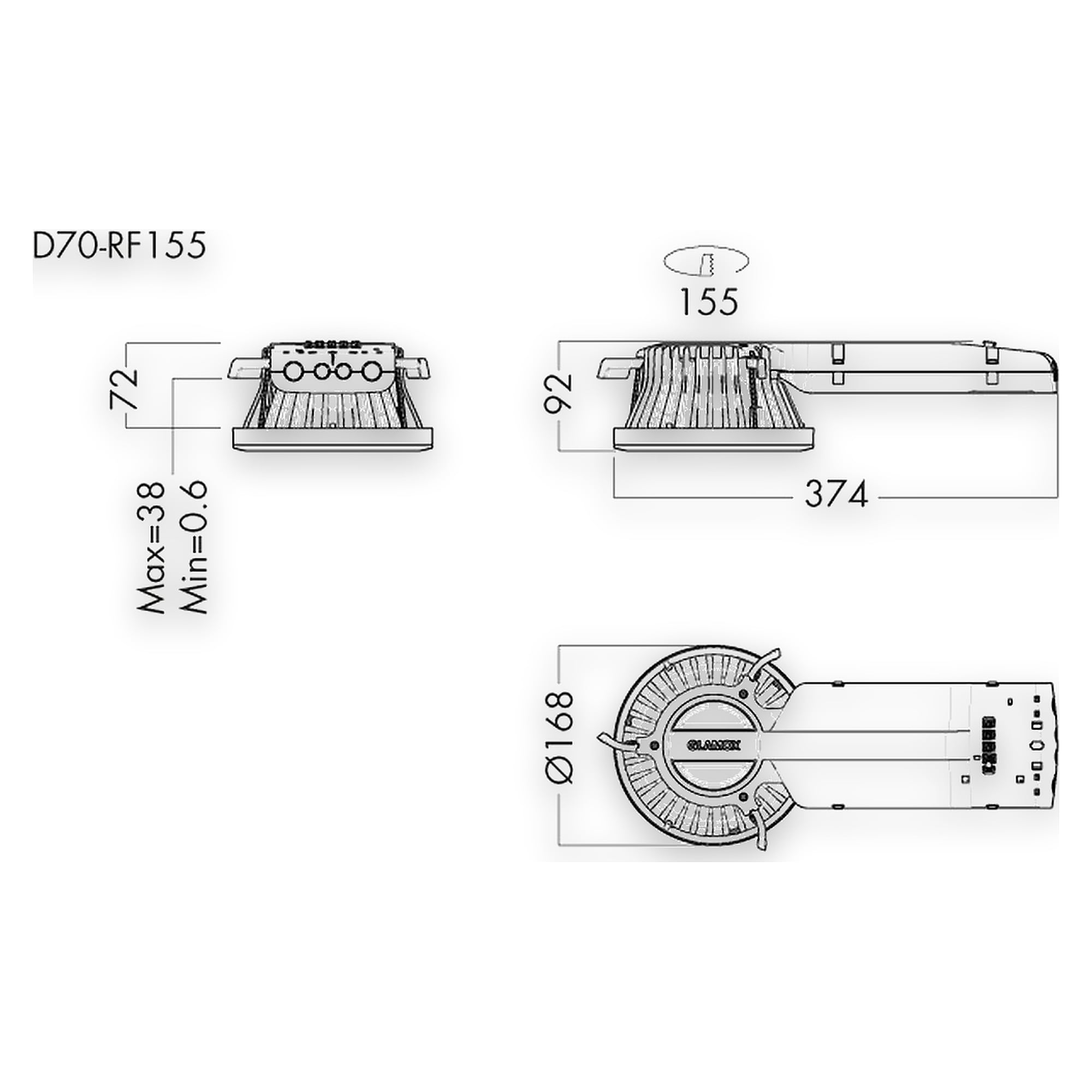 Glamox D70-R155 G2 WHITE DISTANCERING