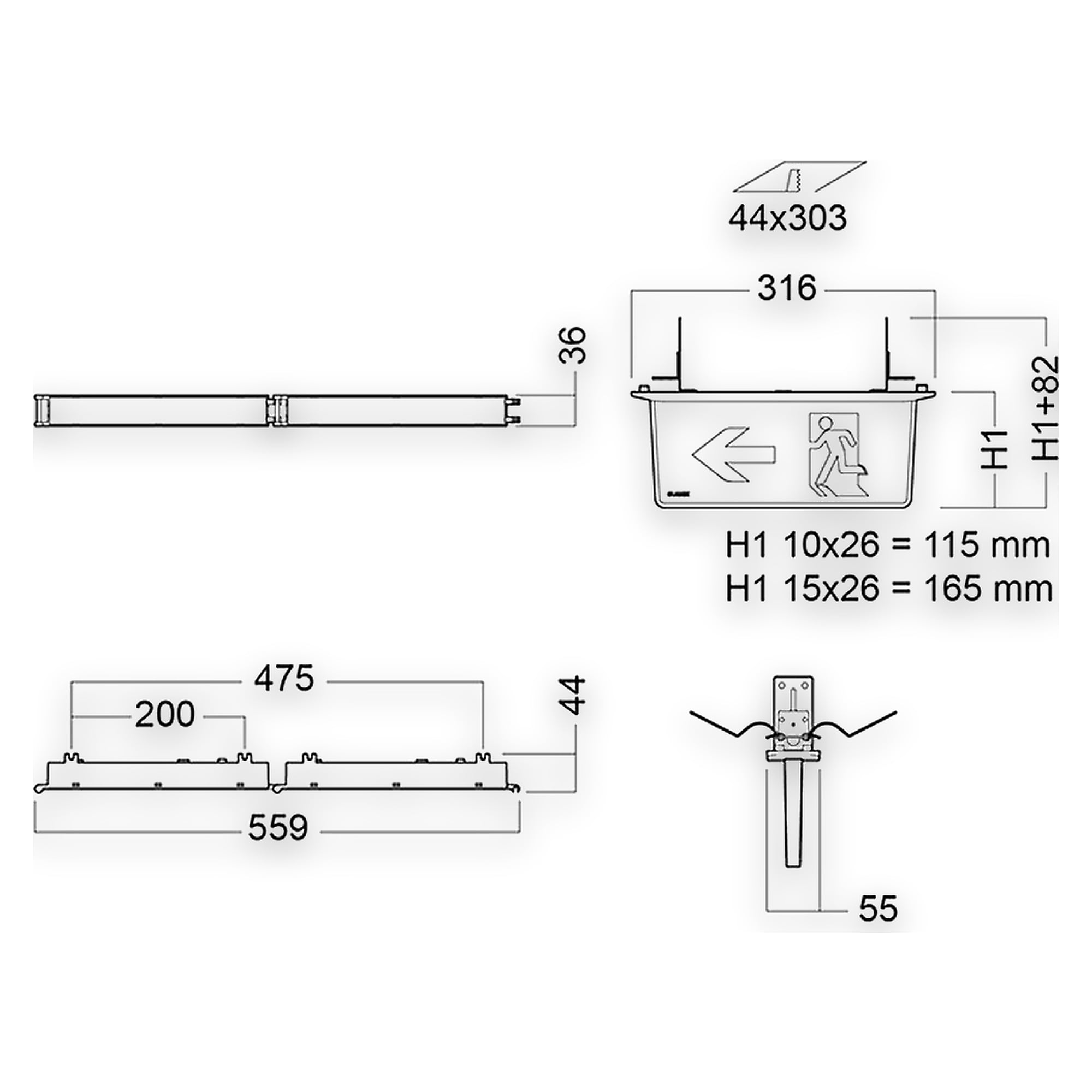 Glamox E80-R 15x26 UP LED E1/S