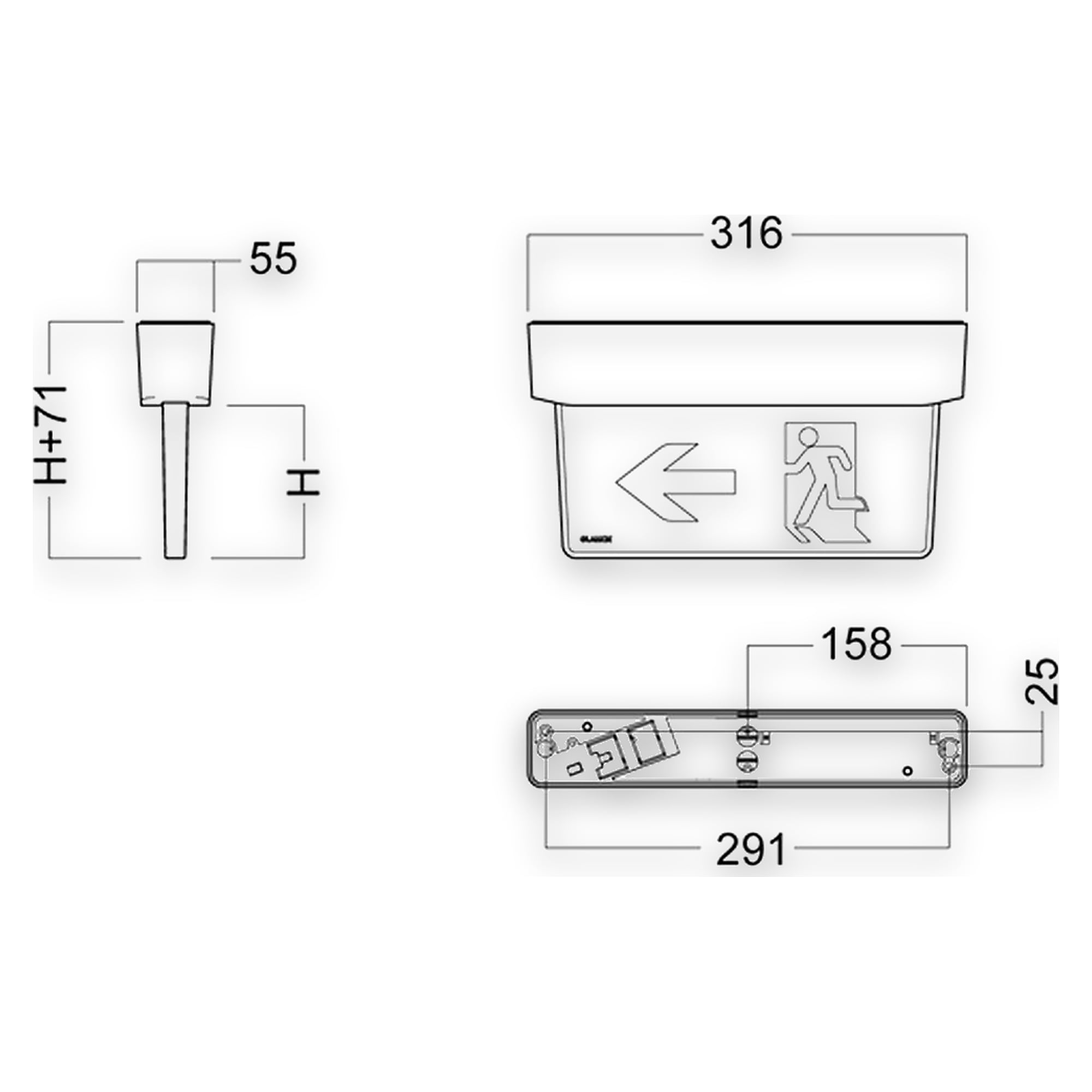 Glamox E80-S 15x26 L/R LED E1/ST