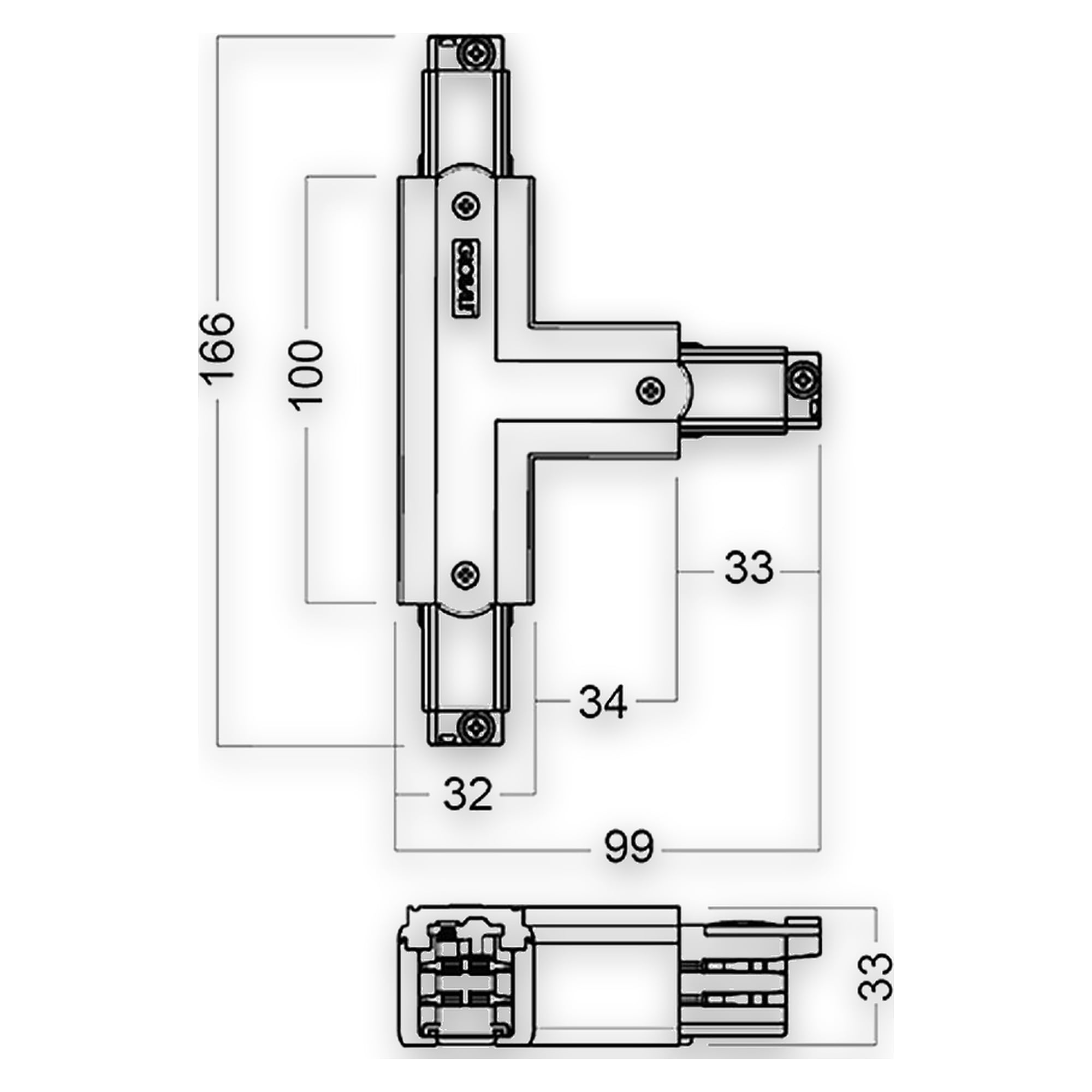 Glamox TRACK T-CONNECTOR L/L WH