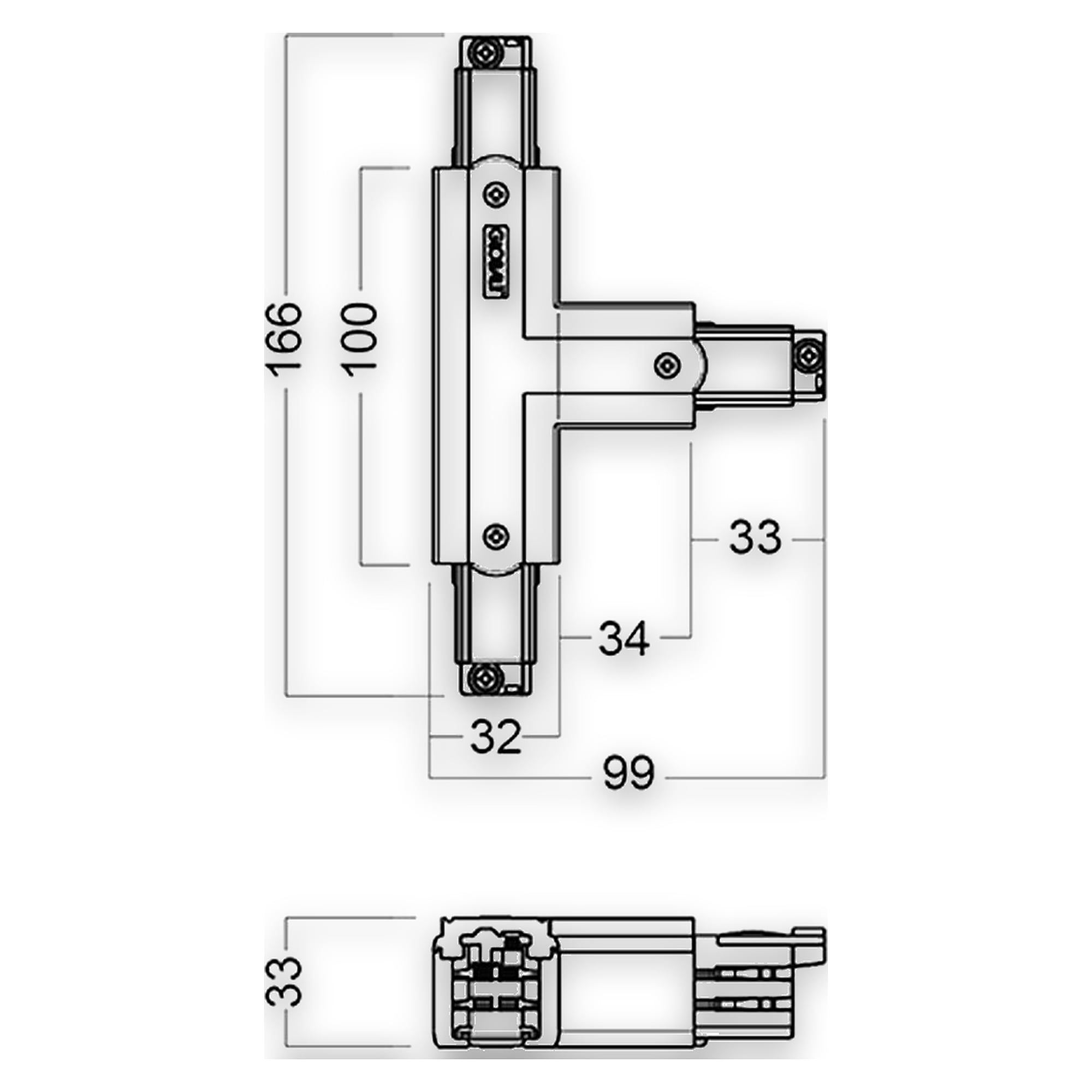 Glamox TRACK T-CONNECTOR R/L WH