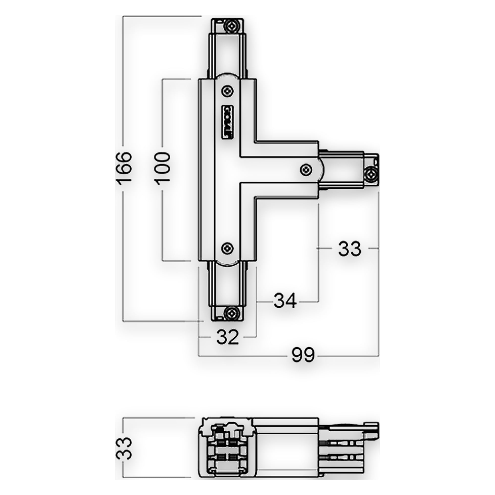 Glamox TRACK T-CONNECTOR L/R WH