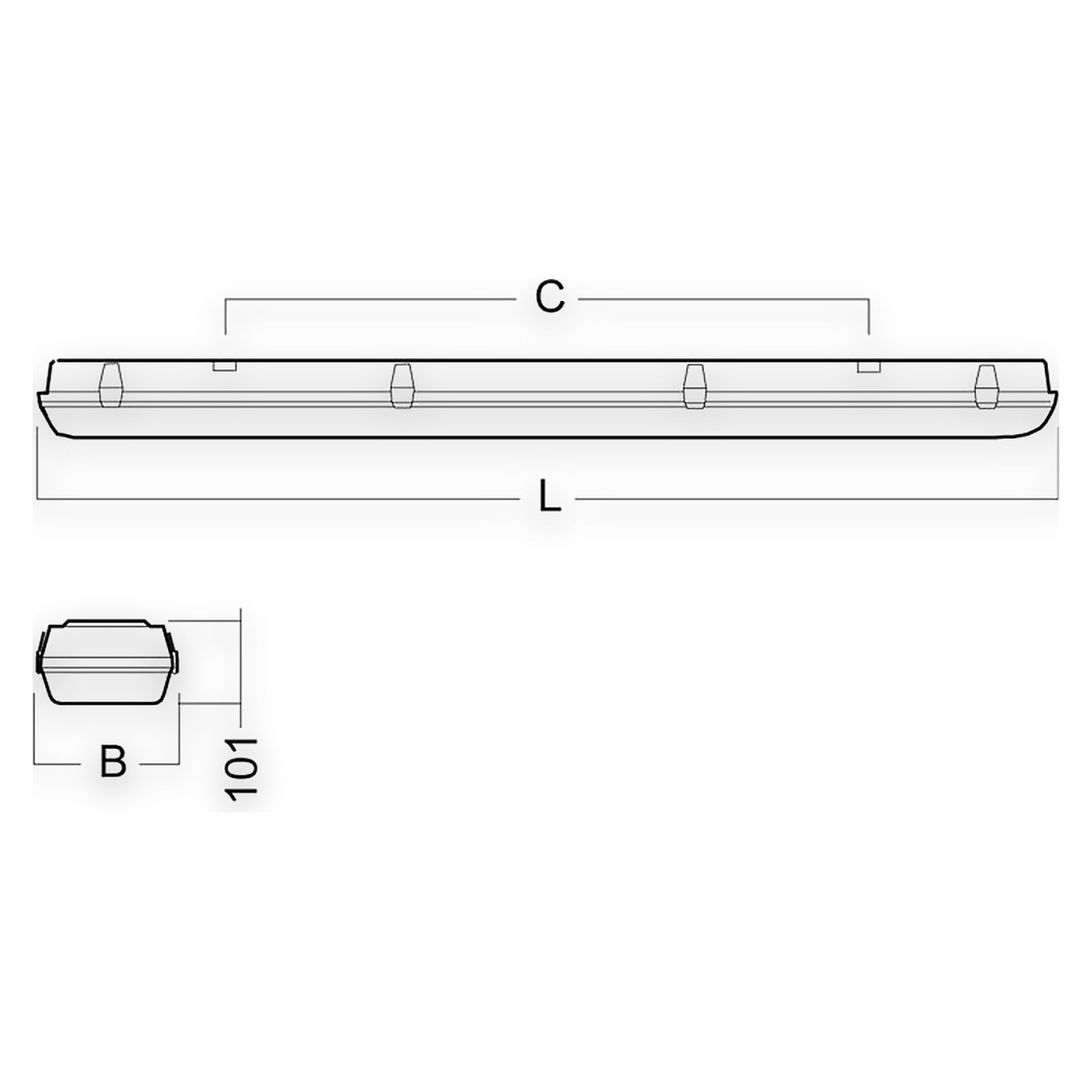 Glamox i40-1200 industrial luminaire, 4552 lm, 4000 K, tunable white