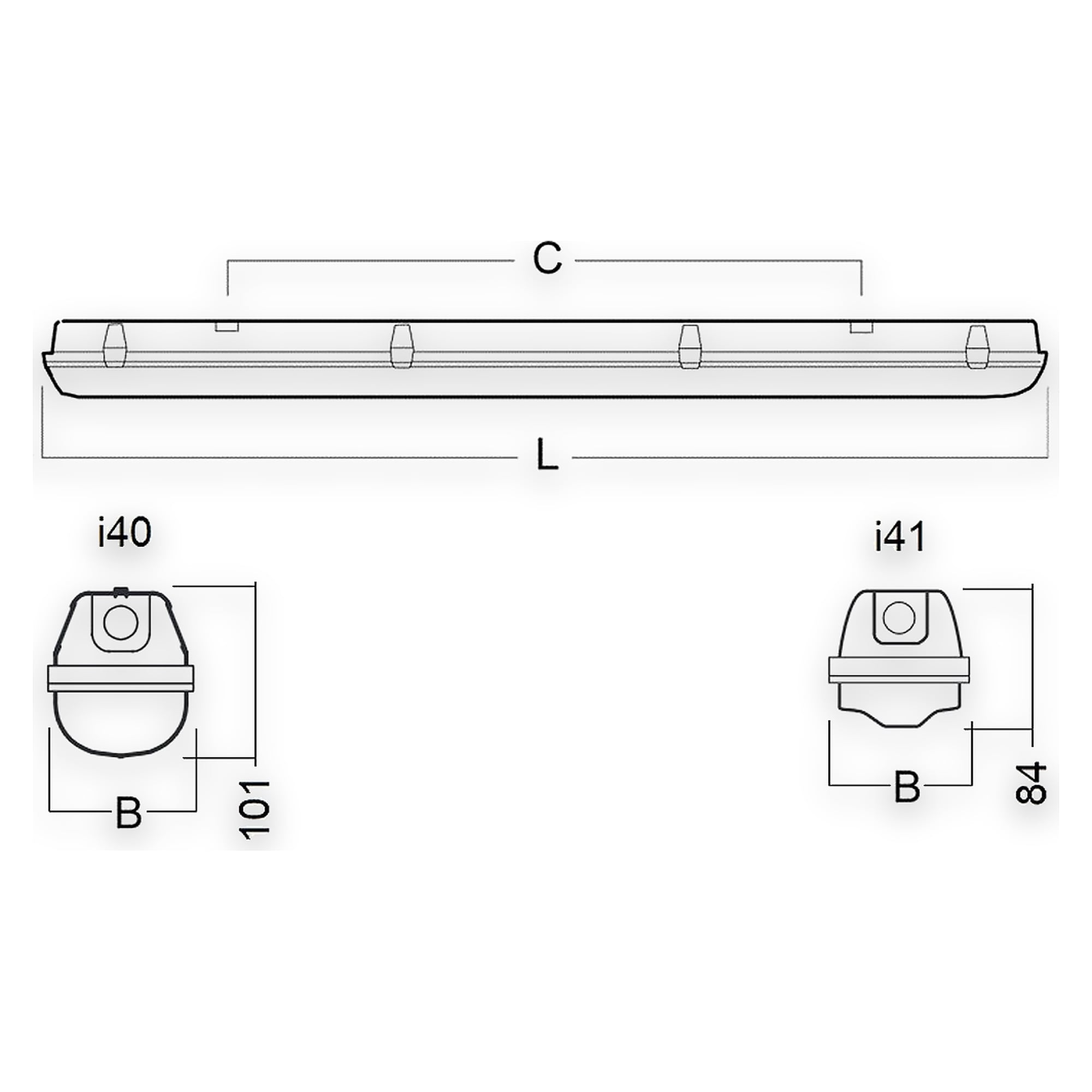 Glamox I41-1200 LED luminaire, 4512 lm, 4000 K, switchable